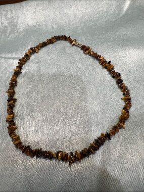 Tiger's Eye Chip Necklace - Brown Stone Beaded Necklace